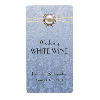 Damas et perles Mariage Mini Étiquettes de vin