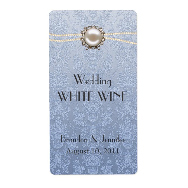 Damas et perles Mariage Mini Étiquettes de vin (Devant)