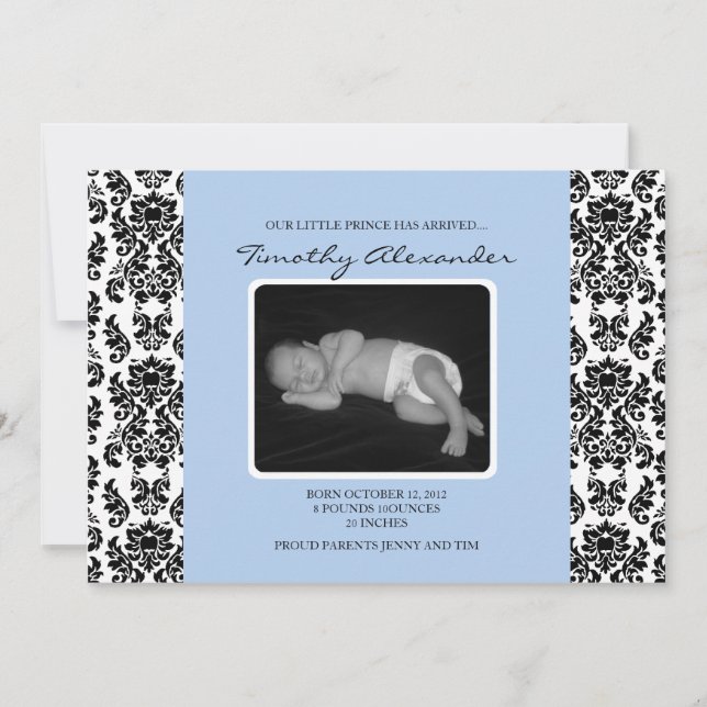 Damas Faire-part de naissance bleue (Devant)