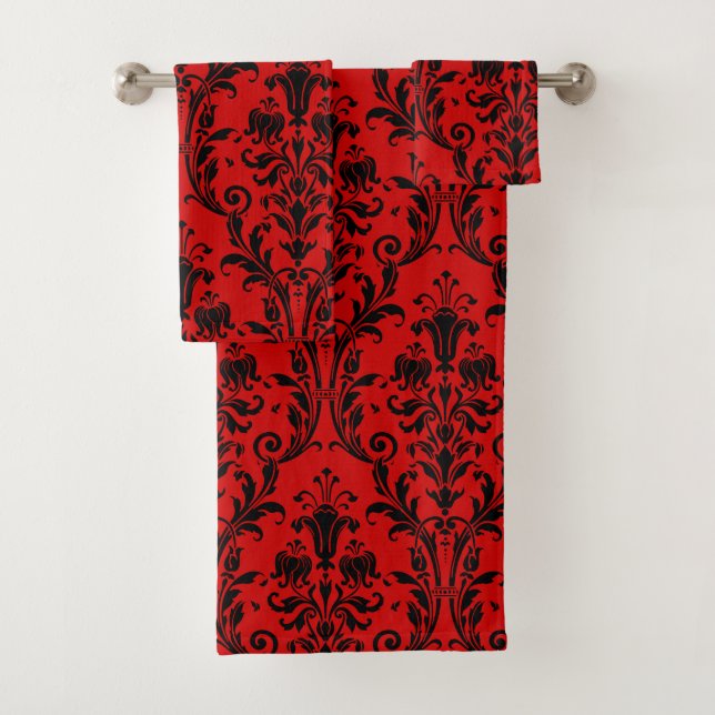 Damas florales rouges et noires (En situation)