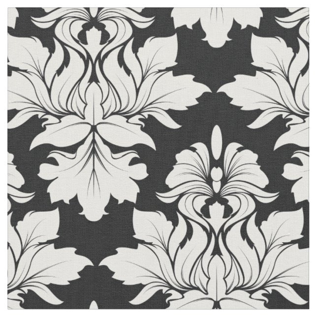 Damas florales sur tissu noir (Fermer)