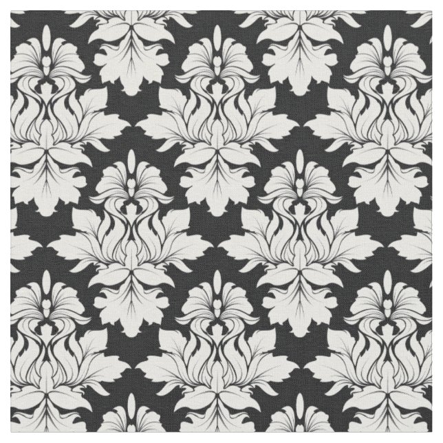 Damas florales sur tissu noir 2 (Fermer)