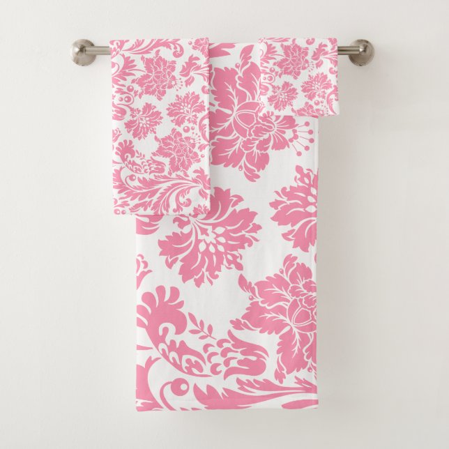 Damas florales vintages rose et blanc (En situation)