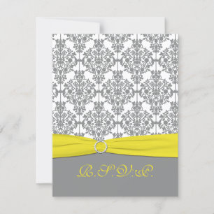 Damas gris avec carte RSVP jaune