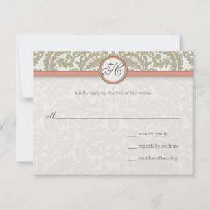 Damas gris avec corail et mariage gris RSVP