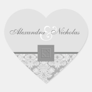 Damas gris avec Stickers de Mariage de Quatrefoil 