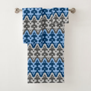 Damas Ikat marocain, bleu et gris / gris
