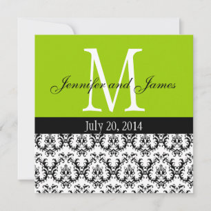 Damas Monogramme Faire-part de mariage Apple Green