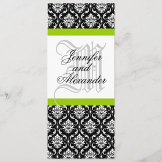 Damas Monogramme Faire-part de mariage vert