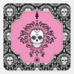 Damas mortes - Stickers crâne de sucre encadrés