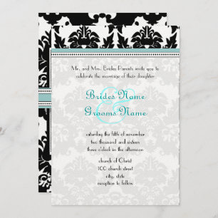 Damas Noir avec Faire-part de mariage Aqua Trim