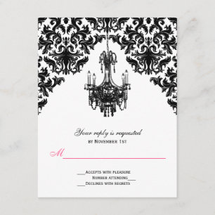 Damas noir et blanc avec chandelier carte de répon