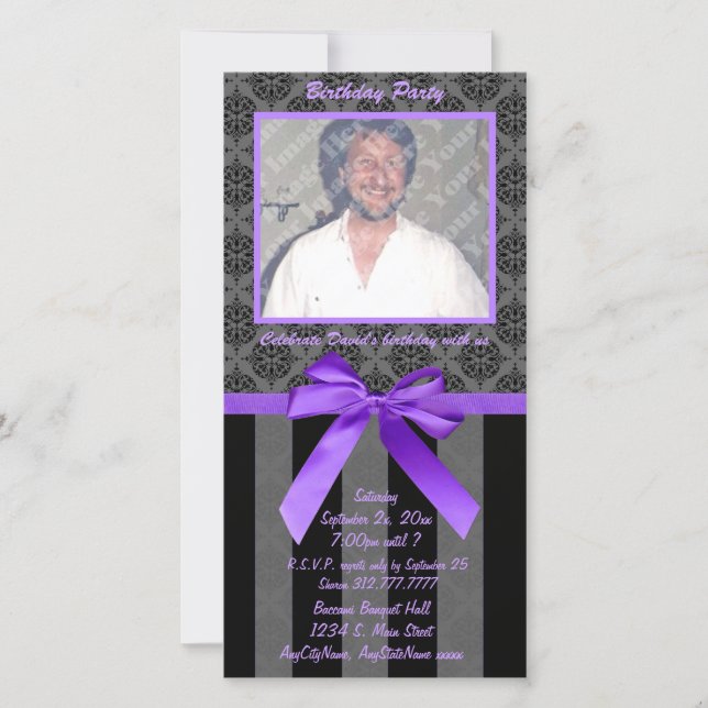 Damas Noir Et Gris Avec Ruban Violet (Devant)