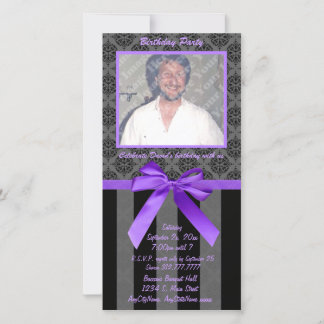 Damas Noir Et Gris Avec Ruban Violet