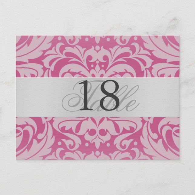 Damas rose argent Numéro de table de table PostCar (Devant)
