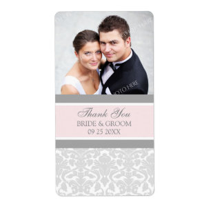 Damas rose gris photo étiquettes de mariage