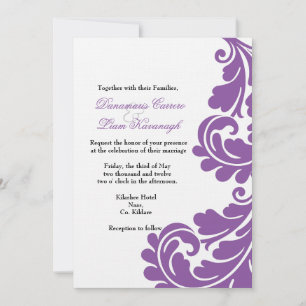 Damas violet et blanc Faire-part de mariage - Pers