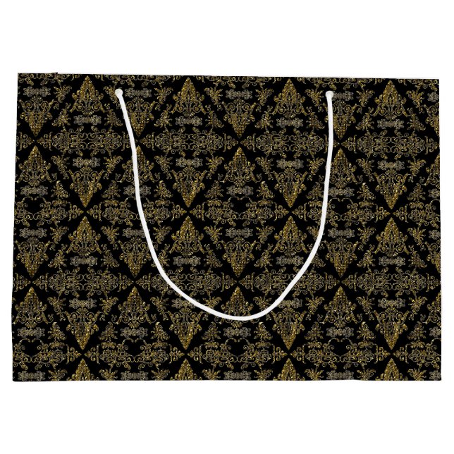 Damask 06 Black-Gold-Grand sac cadeau (Dos)