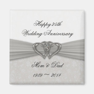 Damask 25th Mariage Anniversary Magnet