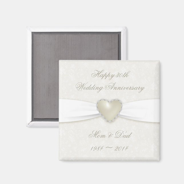Damask 30th Mariage Anniversary Magnet (Recto/Verso)