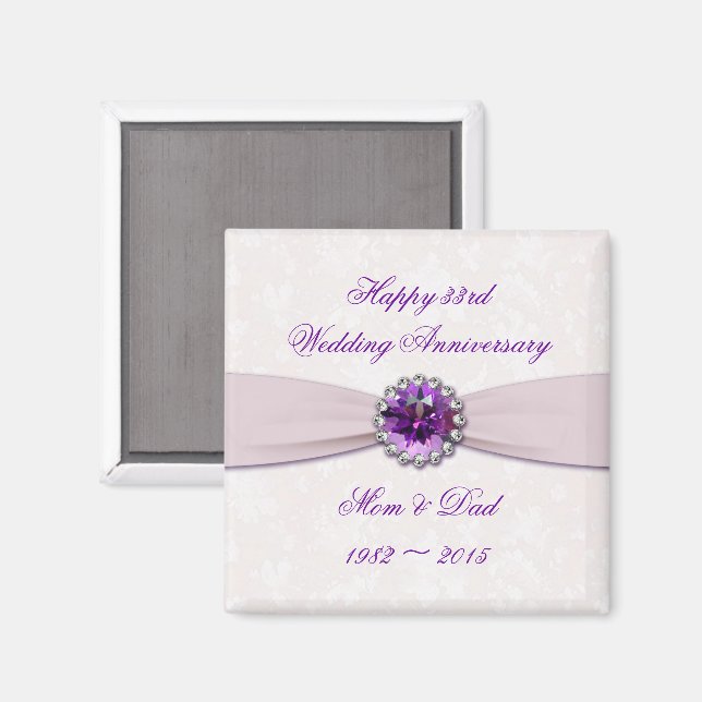 Damask 33rd Wedding Anniversary Magnet (Recto/Verso)