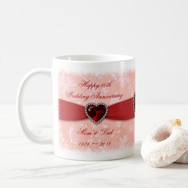 Damask, 40e anniversaire de Mariage Mug (Avec donut)