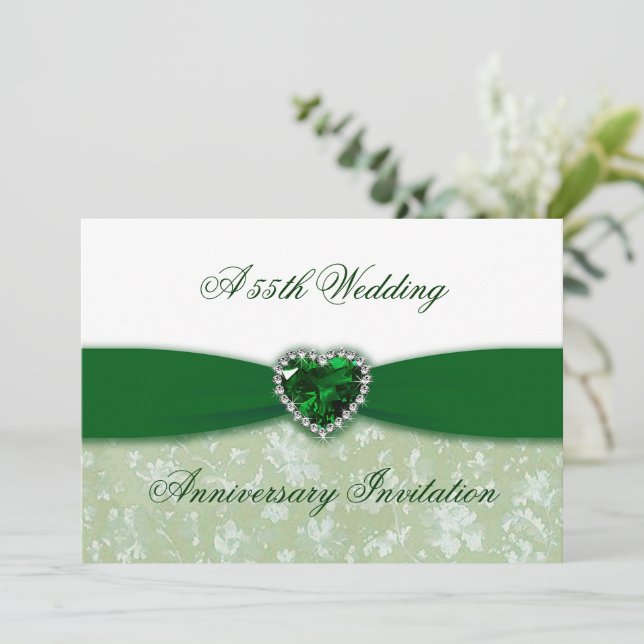 Damask 55e anniversaire de Mariage Invitation (Debout devant)