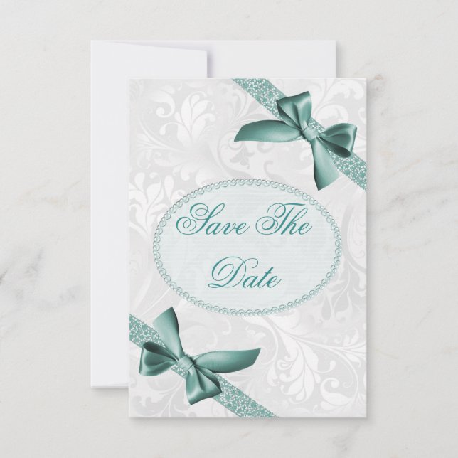 Damask and Bows 85th Birthday Save The Date (Devant)
