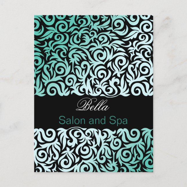 damask aqua business tendance ThankYou Cartes (Devant)