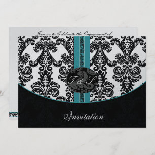damask aqua silver faire-part de mariage