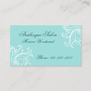 Damask Aqua, Turquoise et Carte de visite blanc