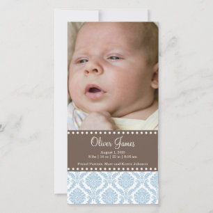 Damask Baby Faire-part Carte photo