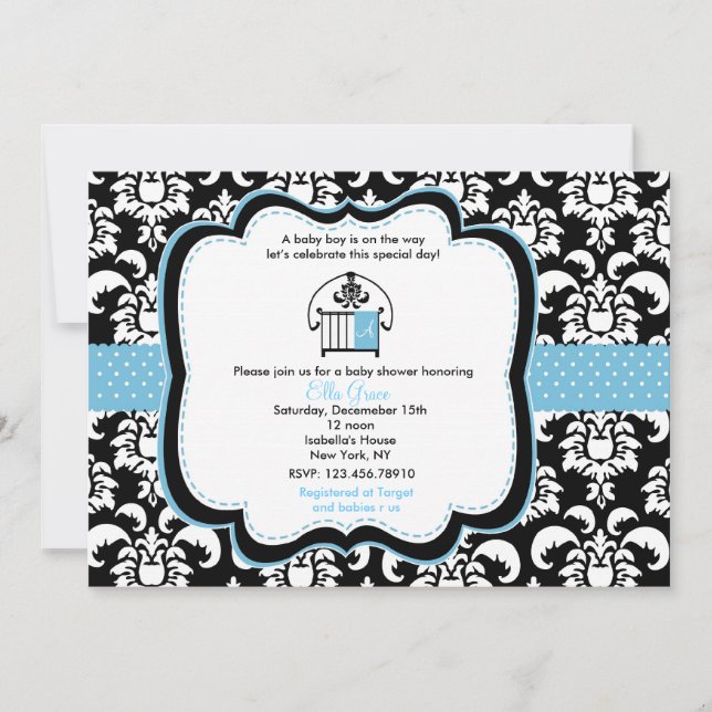 Damask Baby Shower Invitations (Devant)