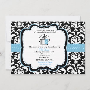 Damask Baby Shower Invitations