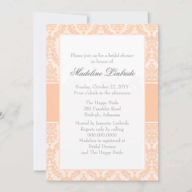 Damask Bridal Shower Invitation (Devant)