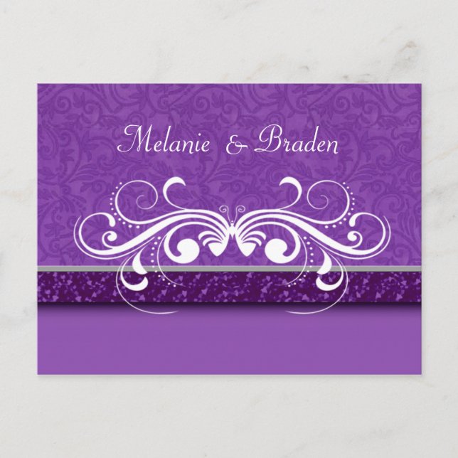 Damask Butterfly Enregistrer la date Invitation (Devant)