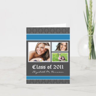 Damask Custom Graduation Faire-part (bleu)