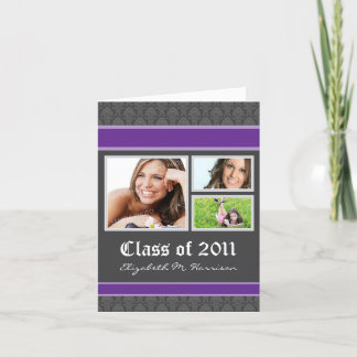 Damask Custom Graduation Faire-part (violet)