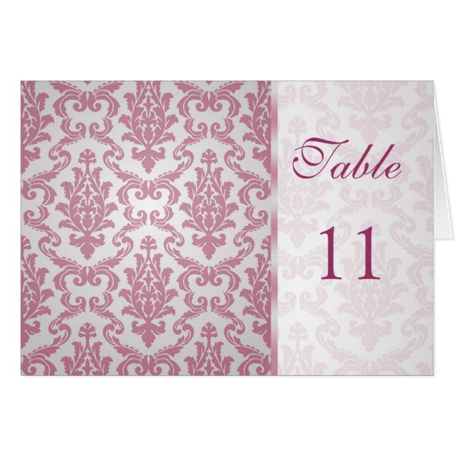 Damask dark rose Table number (Devant horizontal)