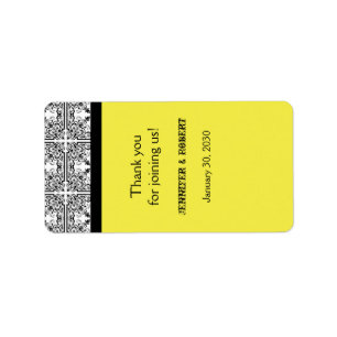 Damask Delon Citron Jaune Mariage Lève Étiquette