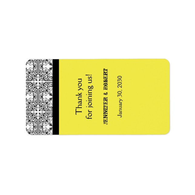 Damask Delon Citron Jaune Mariage Lève Étiquette (Devant)