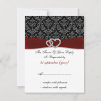 damask diamante rouge mariage RSVP