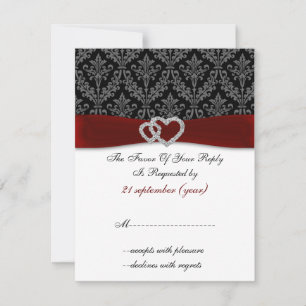 damask diamante rouge mariage RSVP