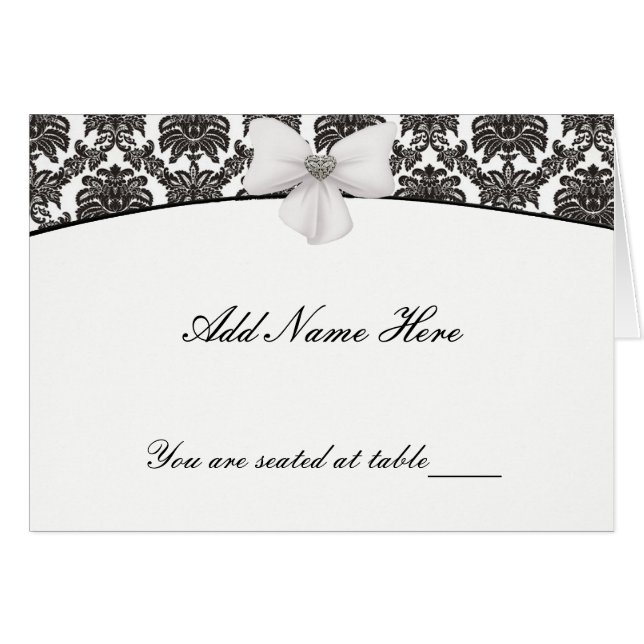Damask Elegance Mariage Cartes de Place (Devant Horizontal)
