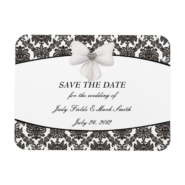 Damask Elegance Wedding Enregistrer La Date Magnet (Horizontal)