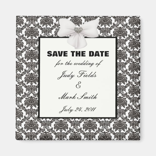 Damask Elegance Wedding Enregistrer La Date Magnet (Devant)