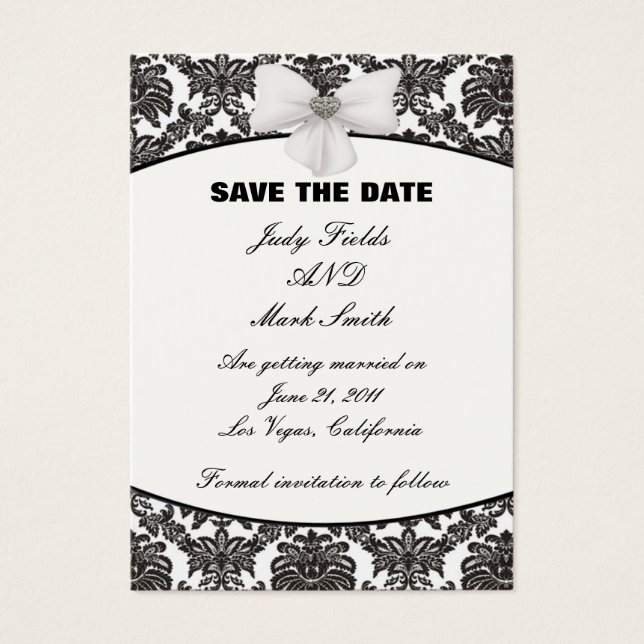 Damask Elegance Wedding Enregistrer Les Cartes De  (Devant)