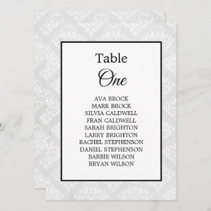 Damask Elegant Mariage Minimal Table Seating Chart