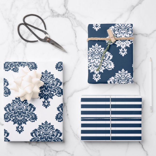 Damask Elegant Motif Wrapper Feuilles de papier (Recto)