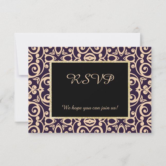Damask Elegant tout événement réponse rsvp (Devant)